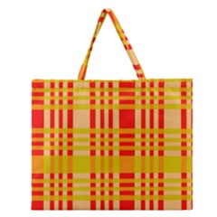 Check Pattern Zipper Large Tote Bag