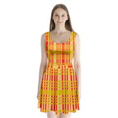 Check Pattern Split Back Mini Dress 