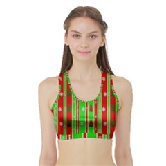 Christmas Paper Pattern Sports Bra With Border by Nexatart