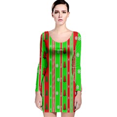 Christmas Paper Pattern Long Sleeve Velvet Bodycon Dress by Nexatart