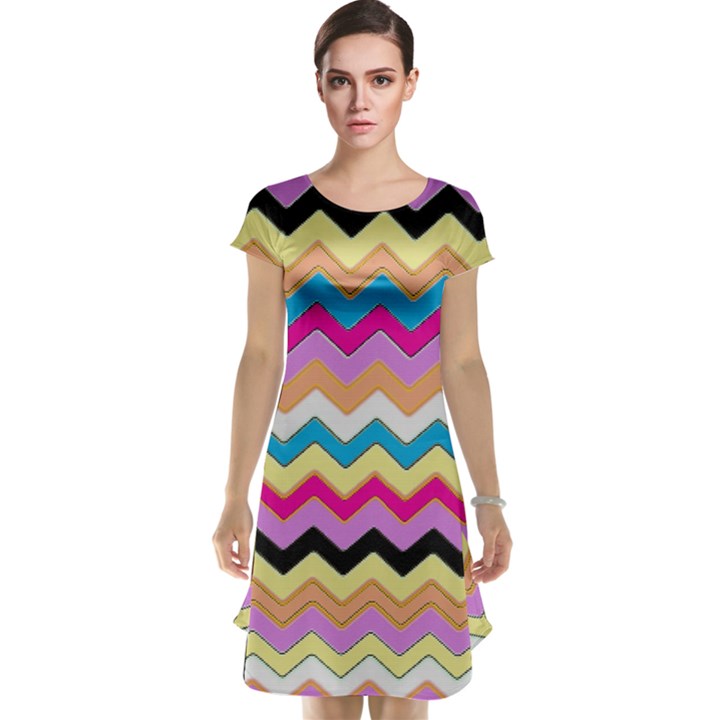 Chevrons Pattern Art Background Cap Sleeve Nightdress