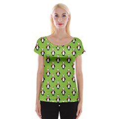 Christmas Penguin Penguins Cute Women s Cap Sleeve Top by Nexatart