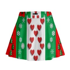 Christmas Snowflakes Christmas Trees Mini Flare Skirt by Nexatart