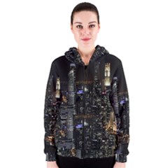 City At Night Lights Skyline Women s Zipper Hoodie by Nexatart