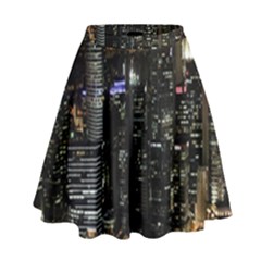 City At Night Lights Skyline High Waist Skirt by Nexatart