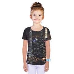 City At Night Lights Skyline Kids  One Piece Tee