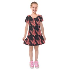 Dogstooth Pattern Closeup Kids  Short Sleeve Velvet Dress