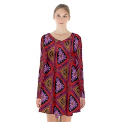 Computer Graphics Graphics Ornament Long Sleeve Velvet V-neck Dress