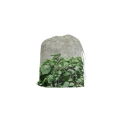 Plants Against Concrete Wall Background Drawstring Pouches (XS) 