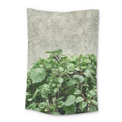 Plants Against Concrete Wall Background Small Tapestry