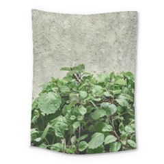 Plants Against Concrete Wall Background Medium Tapestry