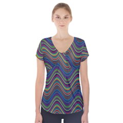 Decorative Ornamental Abstract Short Sleeve Front Detail Top