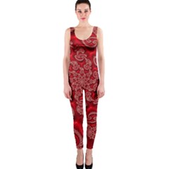 Fractal Art Elegant Red Onepiece Catsuit by Nexatart