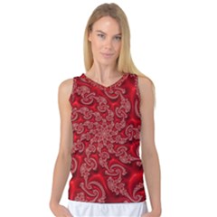 Fractal Art Elegant Red Women s Basketball Tank Top