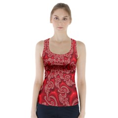 Fractal Art Elegant Red Racer Back Sports Top