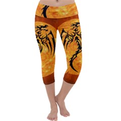 Dragon Fire Monster Creature Capri Yoga Leggings by Nexatart