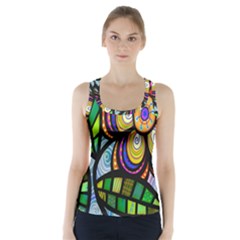 Folk Art Flower Racer Back Sports Top