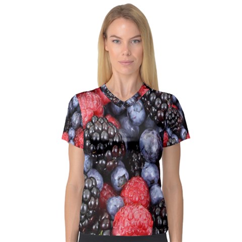 Forest Fruit Women s V-neck Sport Mesh Tee by Nexatart