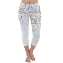 Flowers Background Leaf Leaves Capri Winter Leggings 