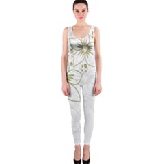 Flowers Background Leaf Leaves Onepiece Catsuit by Nexatart