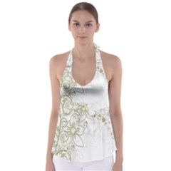 Flowers Background Leaf Leaves Babydoll Tankini Top by Nexatart