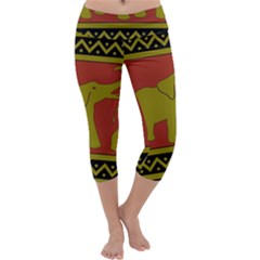 Elephant Pattern Capri Yoga Leggings by Nexatart