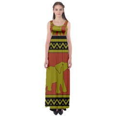 Elephant Pattern Empire Waist Maxi Dress by Nexatart