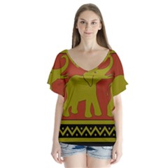 Elephant Pattern Flutter Sleeve Top