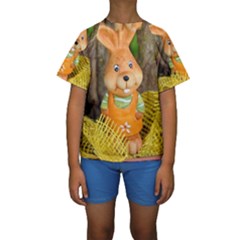 Easter Hare Easter Bunny Kids  Short Sleeve Swimwear