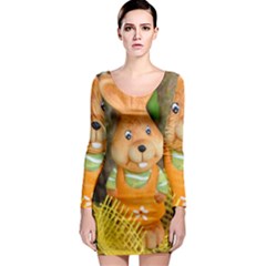 Easter Hare Easter Bunny Long Sleeve Bodycon Dress by Nexatart