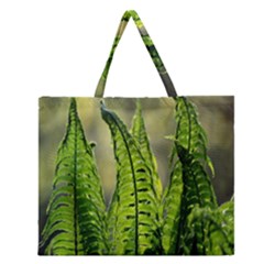 Fern Ferns Green Nature Foliage Zipper Large Tote Bag