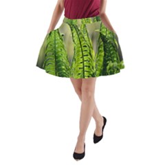 Fern Ferns Green Nature Foliage A-line Pocket Skirt by Nexatart