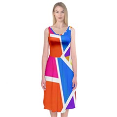 Geometric Blocks Midi Sleeveless Dress by Nexatart