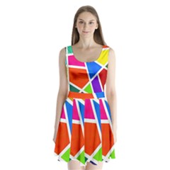 Geometric Blocks Split Back Mini Dress 