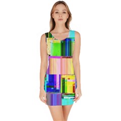 Glitch Art Abstract Sleeveless Bodycon Dress