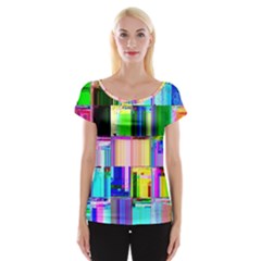 Glitch Art Abstract Women s Cap Sleeve Top