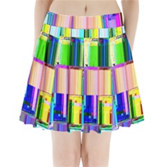 Glitch Art Abstract Pleated Mini Skirt