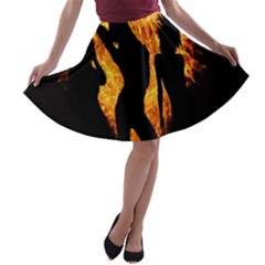 Heart Love Flame Girl Sexy Pose A-line Skater Skirt by Nexatart