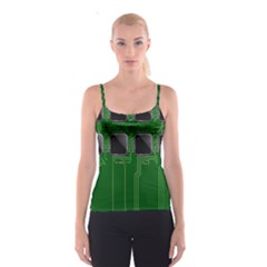 Green Circuit Board Pattern Spaghetti Strap Top