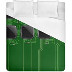 Green Circuit Board Pattern Duvet Cover (california King Size)