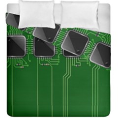 Green Circuit Board Pattern Duvet Cover Double Side (king Size)