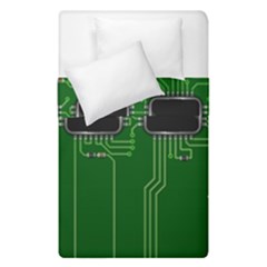 Green Circuit Board Pattern Duvet Cover Double Side (single Size)