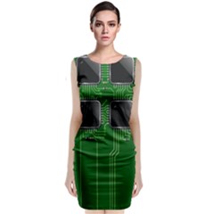 Green Circuit Board Pattern Classic Sleeveless Midi Dress by Nexatart