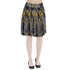 Grey Yellow Stone Pleated Skirt