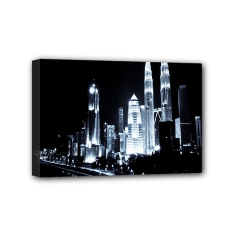 Kuala Lumpur Urban Night Building Mini Canvas 6  X 4  by Nexatart