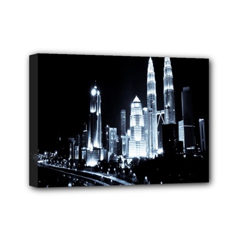 Kuala Lumpur Urban Night Building Mini Canvas 7  X 5  by Nexatart