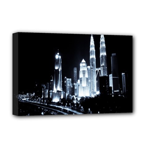 Kuala Lumpur Urban Night Building Deluxe Canvas 18  X 12   by Nexatart