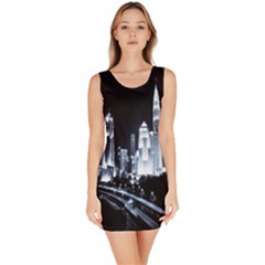 Kuala Lumpur Urban Night Building Sleeveless Bodycon Dress by Nexatart