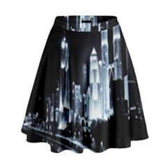 Kuala Lumpur Urban Night Building High Waist Skirt by Nexatart