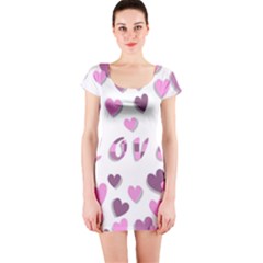 Love Valentine S Day 3d Fabric Short Sleeve Bodycon Dress by Nexatart